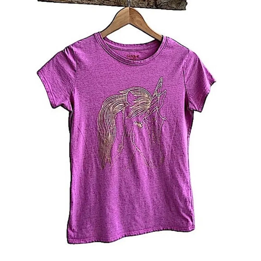 🌴 Cat & Jack Unicorn Heathers Pink Short Sleeve T-Shirt Girls XL(14-16) Pink